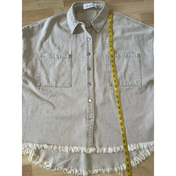 Jena Green By Apricot Lane Cable Knit Sweater Denim Jacket Large 100% Cotton - Picture 10 of 13